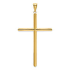 14k Large Polished Tube Cross Pendant