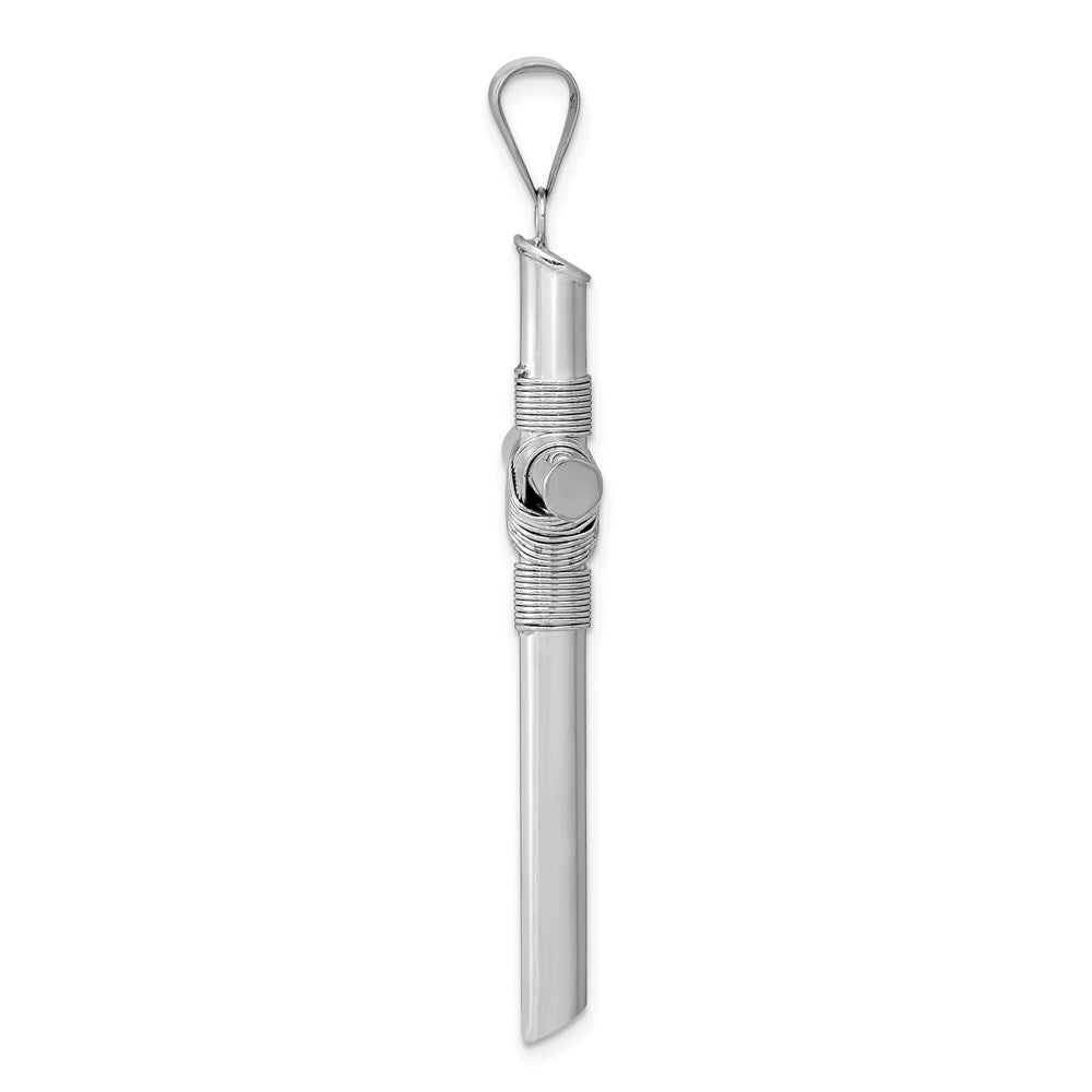 14K White Gold with Center Wrap Tube Cross Pendant