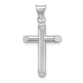14k White Gold Polished Tube Cross Pendant