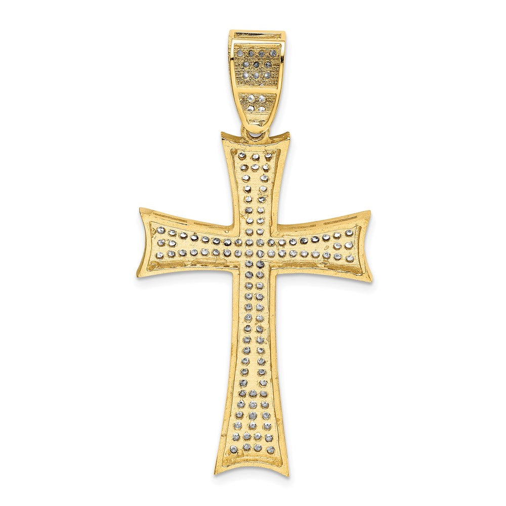 14k and White Rhodium Micro Pav‚ CZ Large Cross Pendant