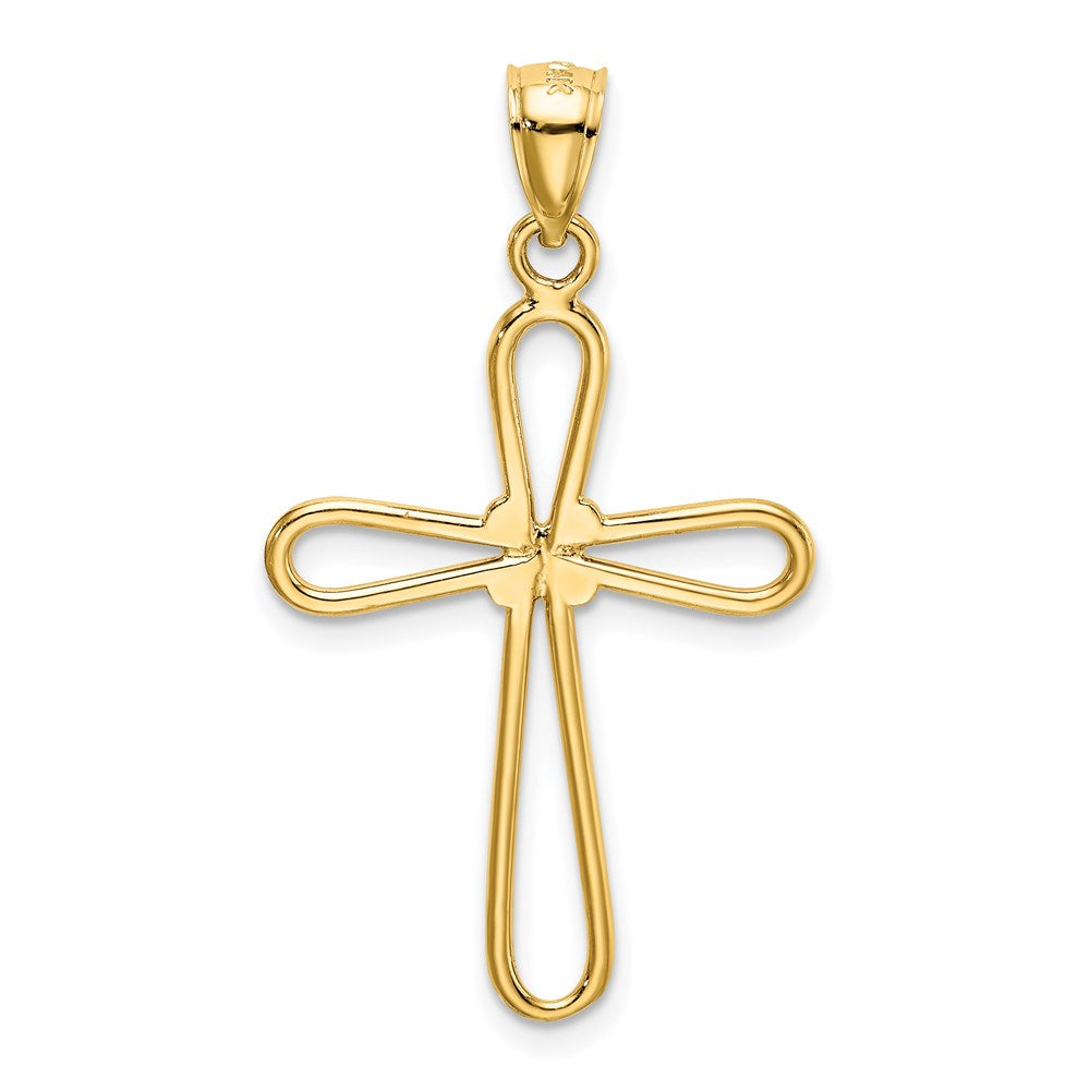 14k Polished Rounded Cross with -X- Center Pendant