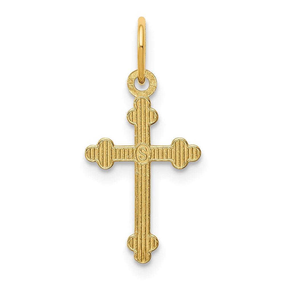 14k Small Diamond-cut Budded Cross Pendant