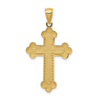 14K Satin and Polished Budded Cross Pendant