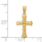 14k Diamond-cut Cross Pendant
