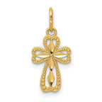 14k Diamond-cut Polished Small Cross Pendant