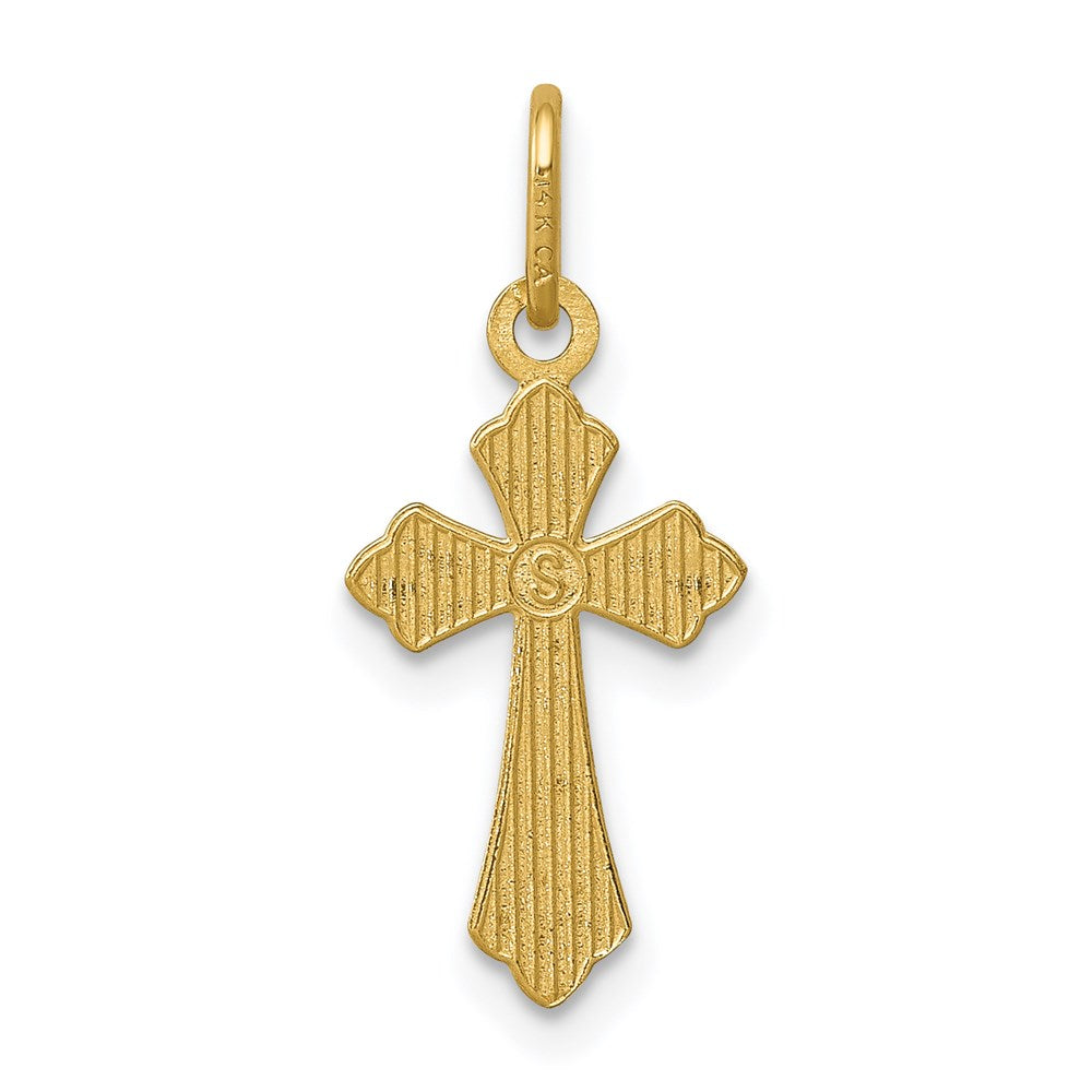 14k Polished Diamond-cut Small Cross Charm