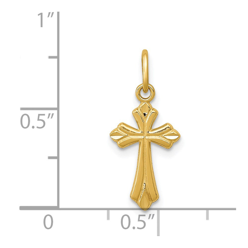 14k Polished Diamond-cut Small Cross Charm