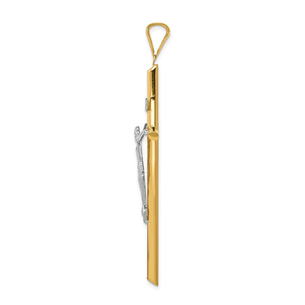 14k Two-Tone Polished INRI Crucifix Pendant