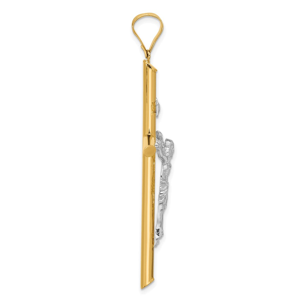 14k Two-Tone Polished INRI Crucifix Pendant