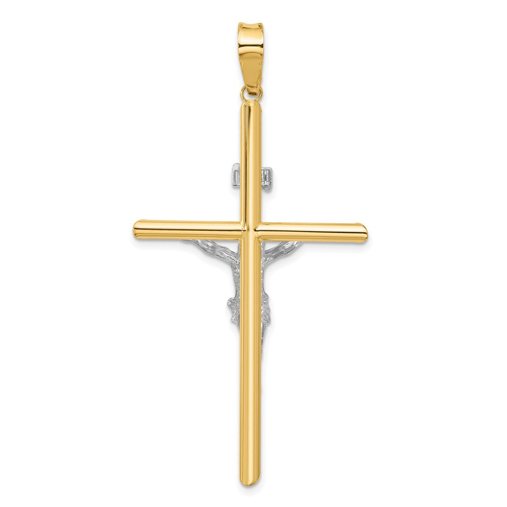 14k Two-Tone Polished INRI Crucifix Pendant