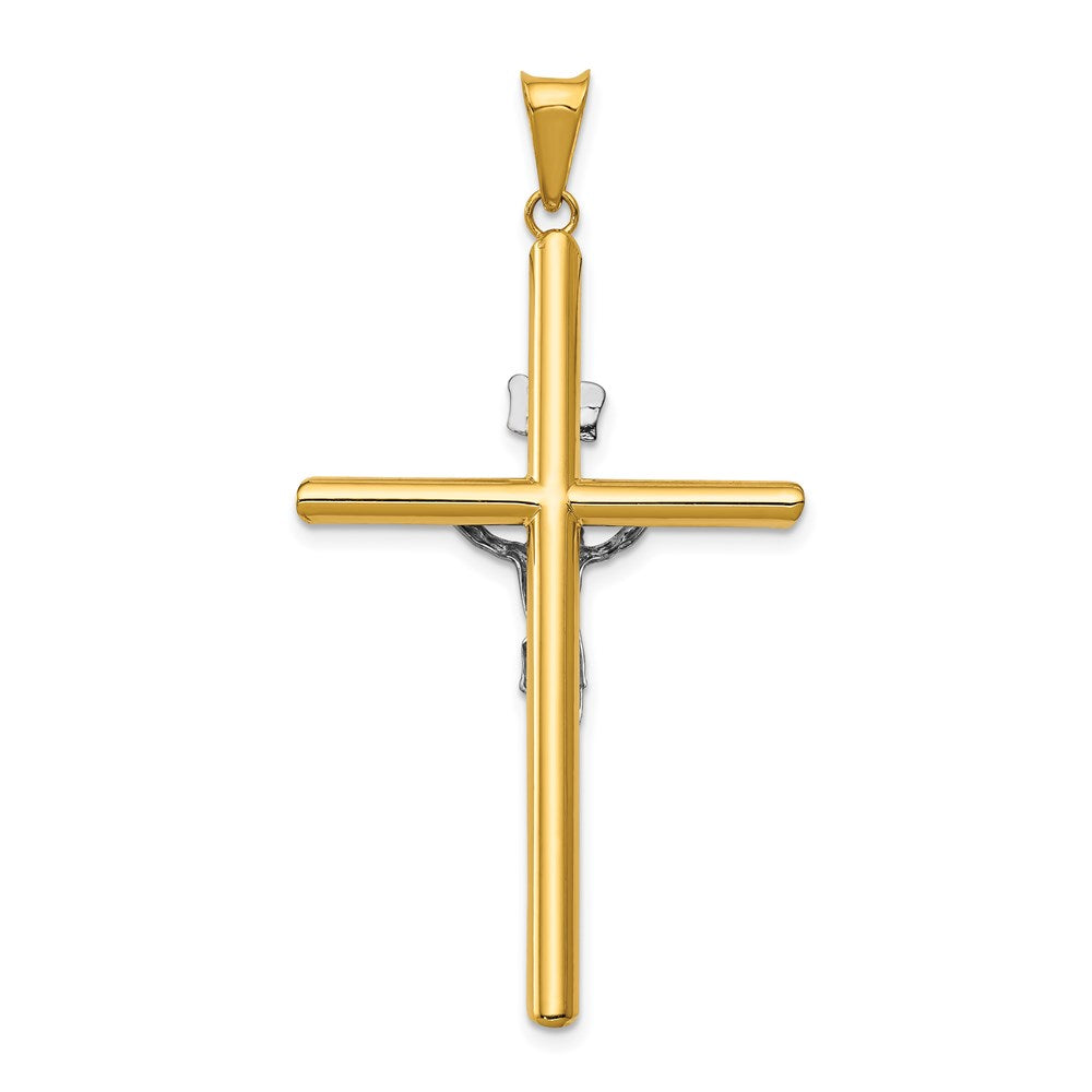 14k Two-Tone Polished INRI Crucifix Pendant