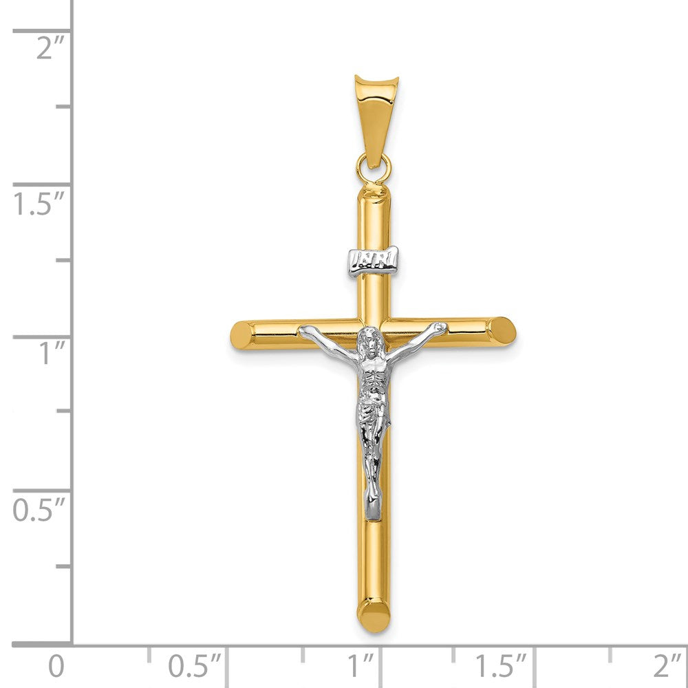 14k Two-Tone Polished INRI Crucifix Pendant