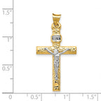 14k Two-Tone and White Rhodium INRI Crucifix Pendant