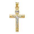 14k Two-Tone and White Rhodium INRI Crucifix Pendant