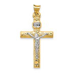 14k Two-Tone and White Rhodium INRI Crucifix Pendant