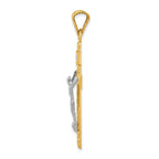 14K Two-Tone and White Rhodium Crucifix Pendant