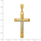 14k Two-tone Diamond-cut Crucifix Pendant