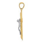 14k Two-tone Diamond Cut Crucifix Pendant