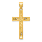 14k Two-tone Diamond Cut Crucifix Pendant