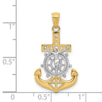 14k and White Rhodium Polished Mariners Crucifix Pendant