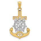 14k and White Rhodium Polished Mariners Crucifix Pendant