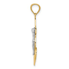 14k and White Rhodium Polished Mariners Crucifix Pendant