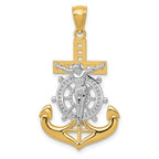 14k and White Rhodium Polished Mariners Crucifix Pendant