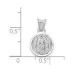 14k White Gold Polished Diamond-cut Semi-solid Our Lady Of Guadalupe Round Pendant