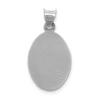14k White Gold Polished Diamond-cut Semi-solid Our Lady Of Guadalupe Oval Pendant