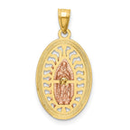 14K Two-tone with White Rhodium Diamond-cut Our Lady of Guadalupe Oval Charm