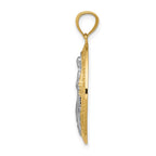 14K and White Rhodium Polished Cut-out Miraculous Medal Oval Pendant