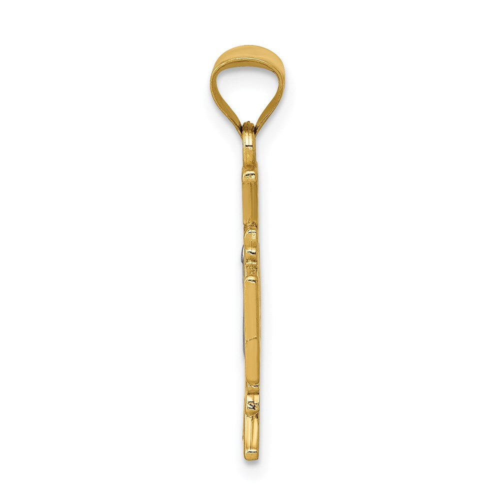 14K and White Rhodium Semi-solid St. Benedict Cross Pendant