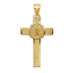 14k Polished San Benito Solid 2-Sided Crucifix Pendant