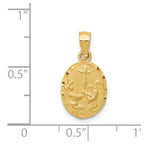 14K Satin and Diamond-Cut Baptism Oval Pendant