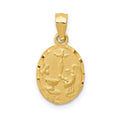 14K Satin and Diamond-Cut Baptism Oval Pendant