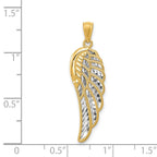 14K and White Rhodium Polished Two-Level Angel Wing Pendant