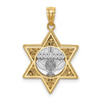 14K Two-Tone Fancy Star Of David and Menorah Pendant