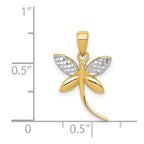 14k and White Rhodium Diamond-cut Polished Dragonfly Pendant