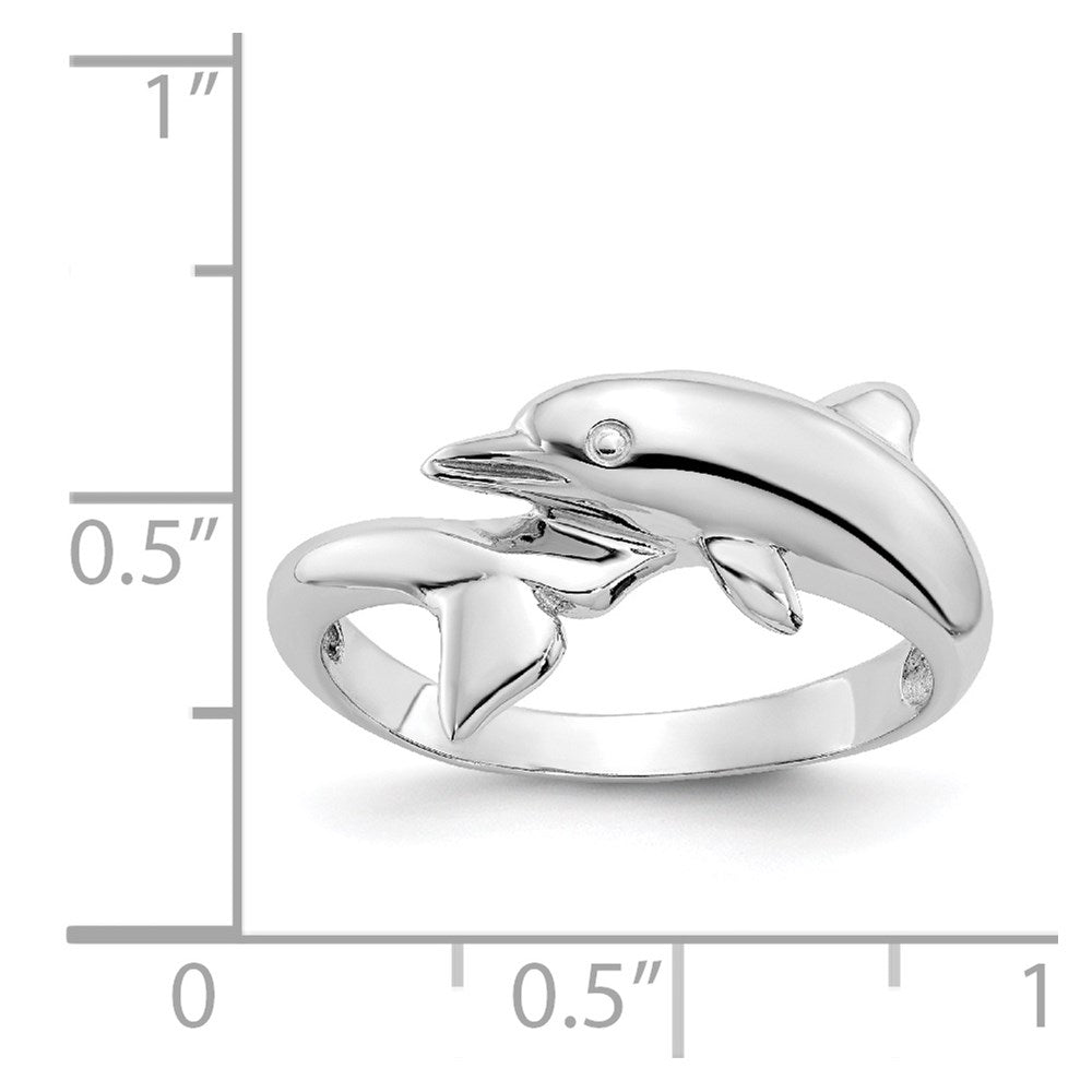 14k White Gold Dolphin Bypass Ring