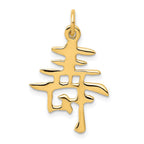 14k Solid Polished Chinese Long Life Charm