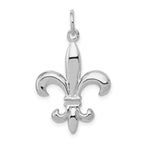 14k White Gold Solid Polished 3-D Fleur de Lis Charm