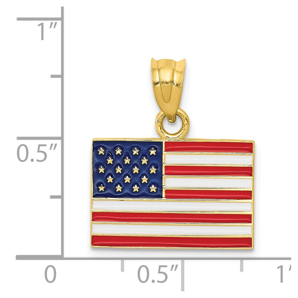 14k Enameled UNITED STATES Flag Pendant