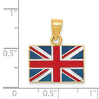 14K and White Rhodium Solid Enameled United Kingdom Flag Pendant