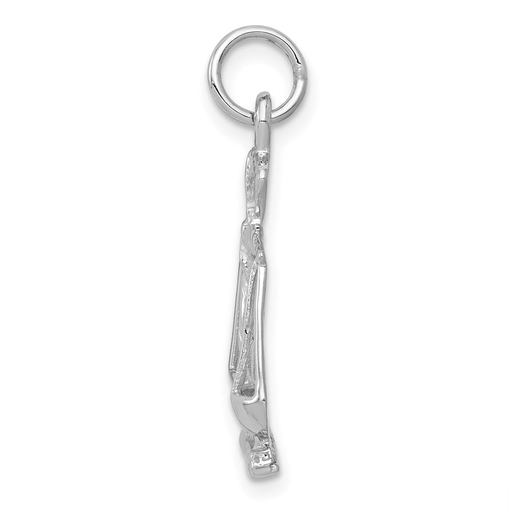 14k White Gold Polished Scales of Justice Charm