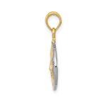 14k Two-Tone Solid Polished Reversible Sun and Moon Pendant
