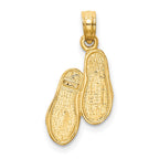 14k  3-D and White Rhodium Solid Polished Sandals Pendant