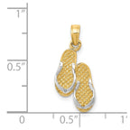 14k  3-D and White Rhodium Solid Polished Sandals Pendant