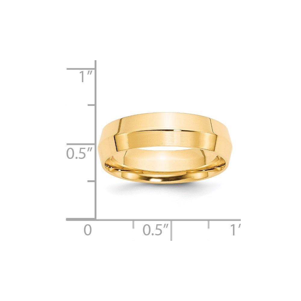 14k Yellow Gold 6mm Knife Edge Comfort Fit Wedding Band