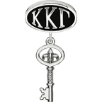 Sterling Silver LogoArt Kappa Kappa Gamma Sorority Greek Letters Enameled Oval with Key Dangle Bead