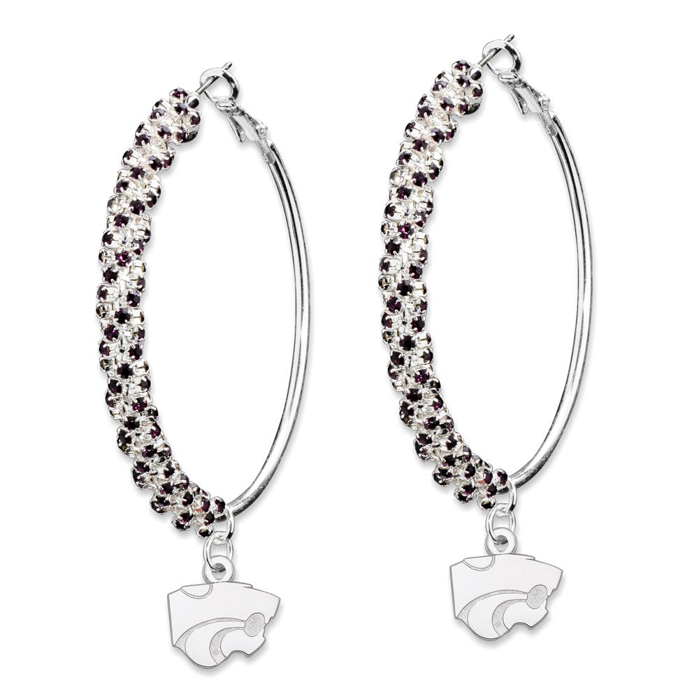 KANSAS STATE UNIV AMPED LOGO CRYSTAL EARRINGS